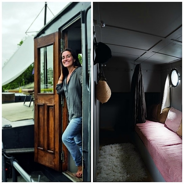 Valérie Mazerat on her houseboat in Paris